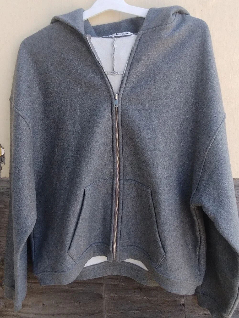 Alexander Wang Sweatshirt Unisex Puff Dense Glitter Runway Gray Full Zip $825